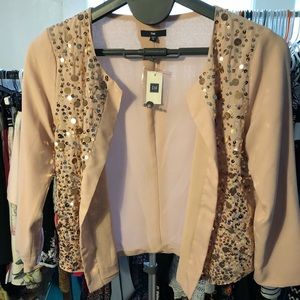 Gap light pink sequin open jacket
